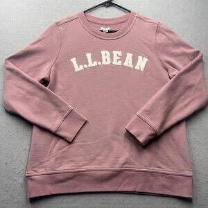 L.L.Bean Womens Large Pink Logo Crewneck Sweatshirt Pullover Casual